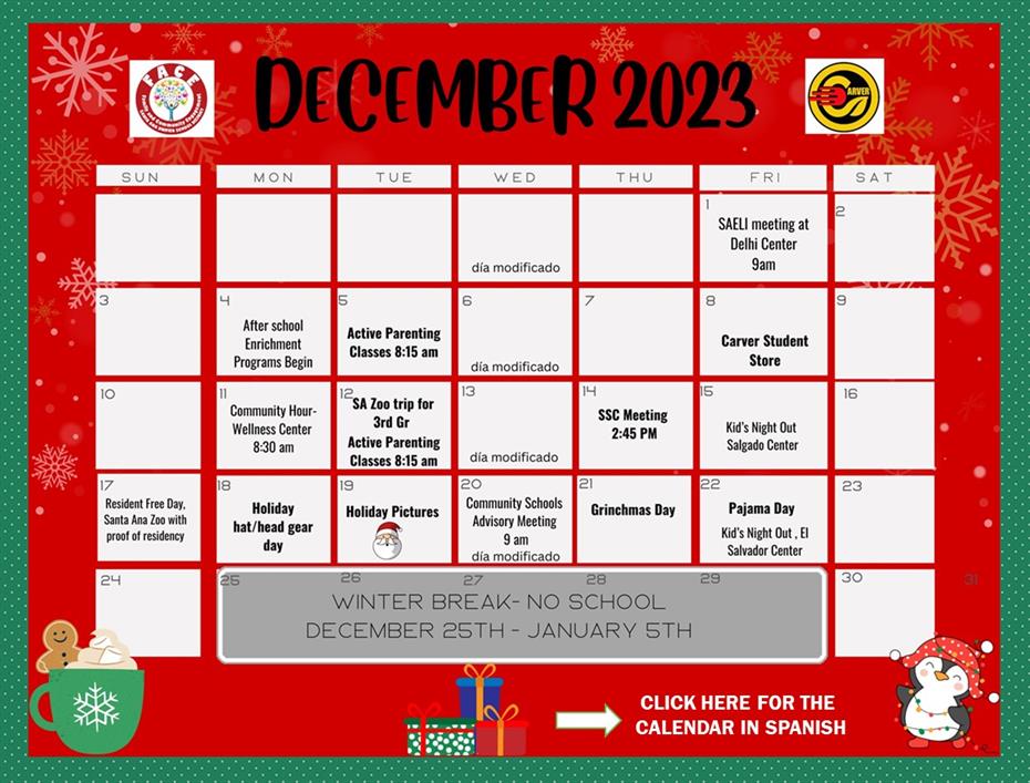 Carver December Calendar 2024